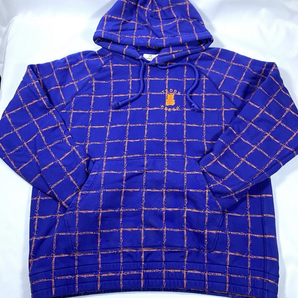 Teddy Fresh Mens Blue Orange Barbed Wire Sweatshirt Hoodie men’s size M